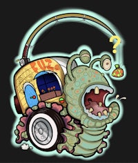 a cartoon of a monster truck with a fish on it
